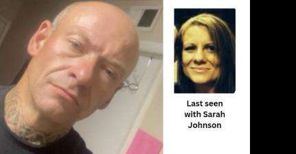 A missing persons flyer depicts John Waldron Handricks and Sarah Johnson, who were last seen on March 20. Johnson's son has been arrested for two counts of aggravated murder in their deaths. Police believe Matthew Leonard killed them, but no bodies have been found in the investigation.