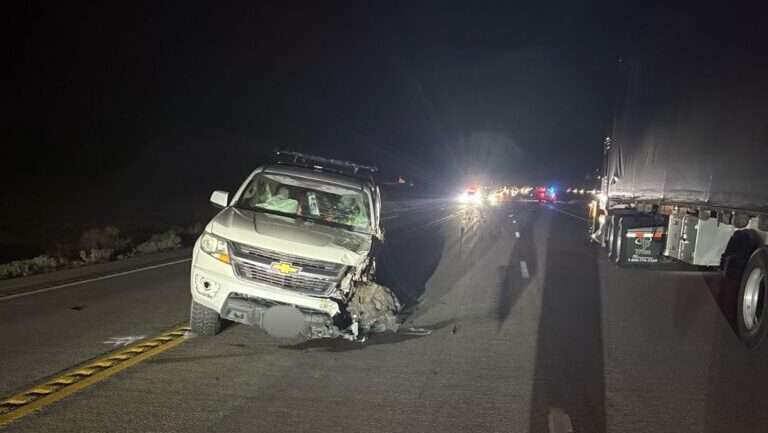 The aftermath of a collision between a motorcycle and a car on state Route 191 in Moab on Sunday.