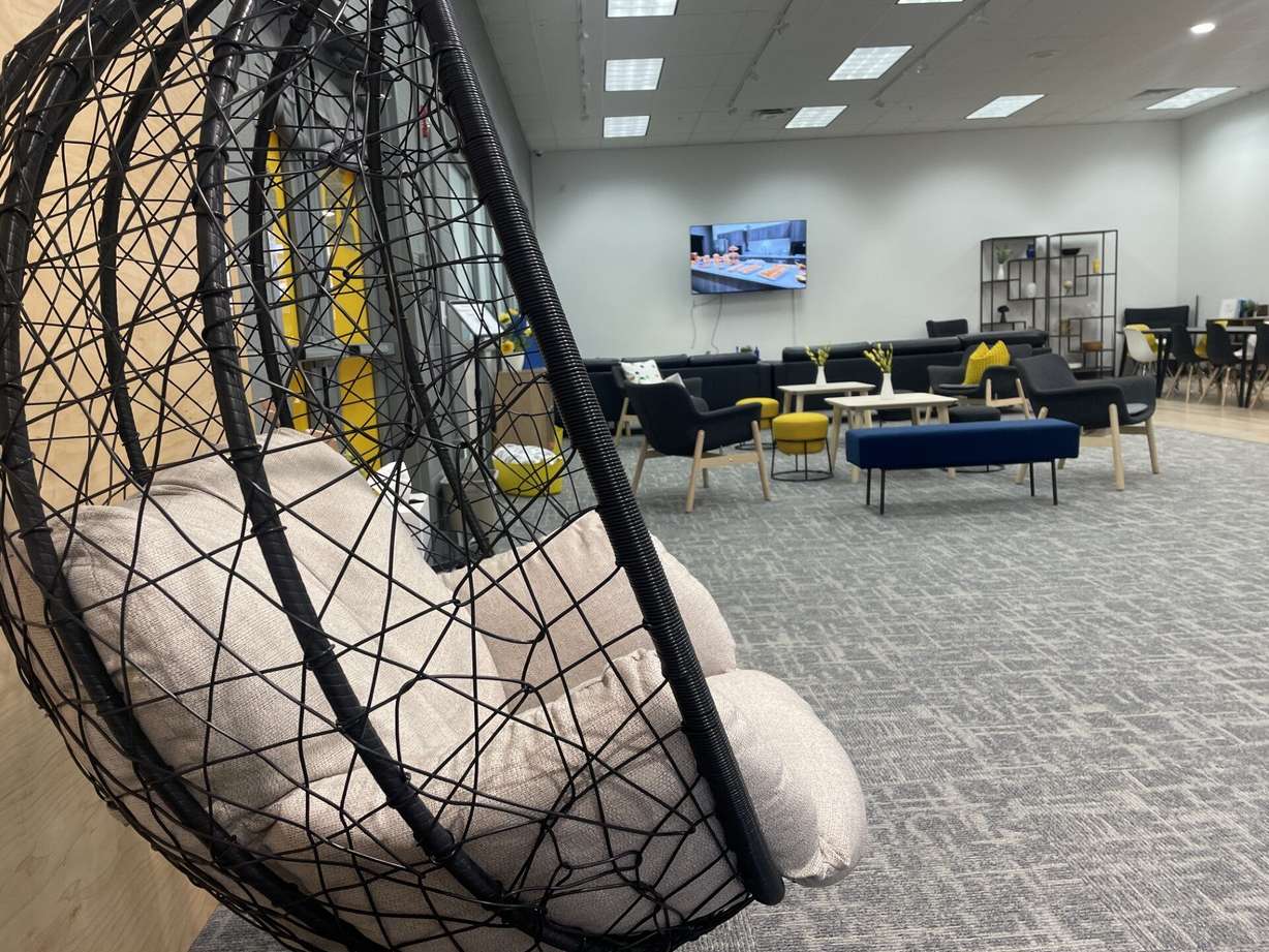 The interior of a teen center on the campus of Rockwell Charter High School is pictured on Wednesday. The charter school is now sharing its teen center with the entire community.