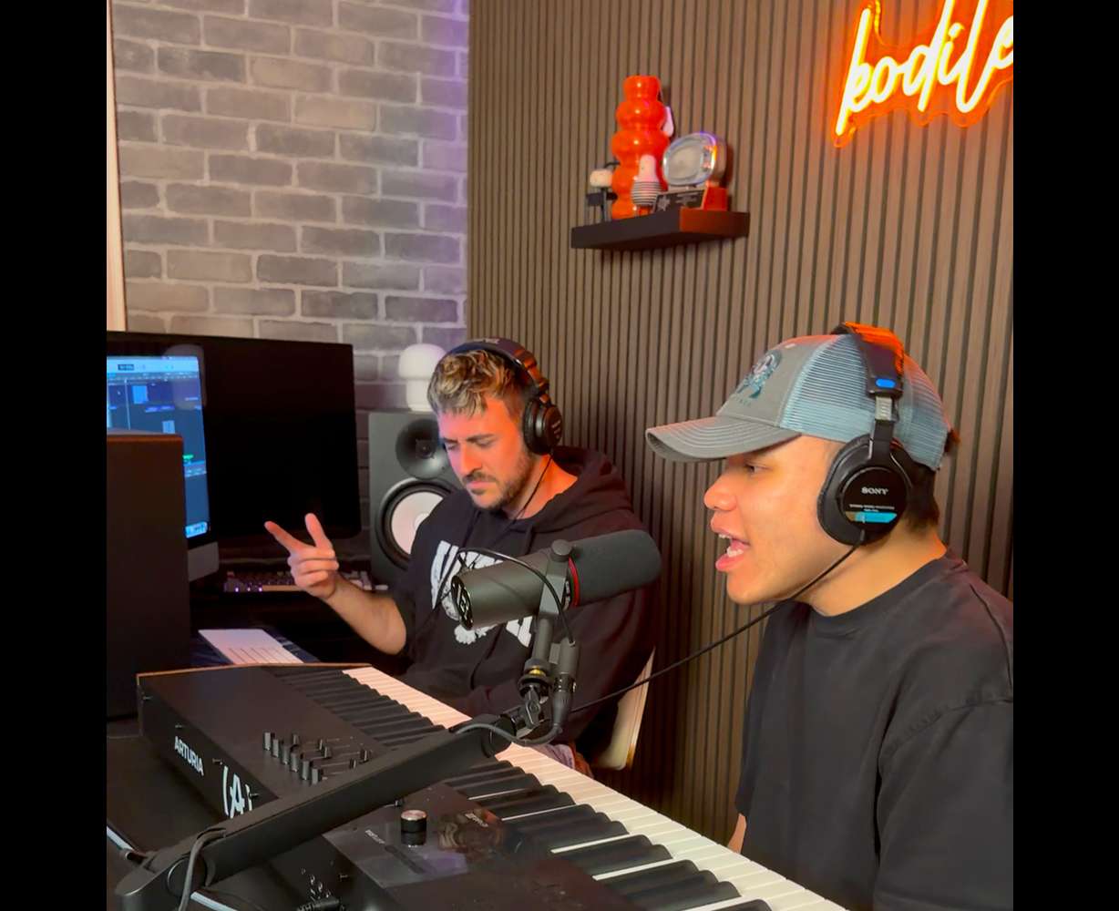 Kodi Lee works in the studio with his producer Blake Wisner. Lee, the winner of "America's Got Talent" in 2019, just released his debut album.
