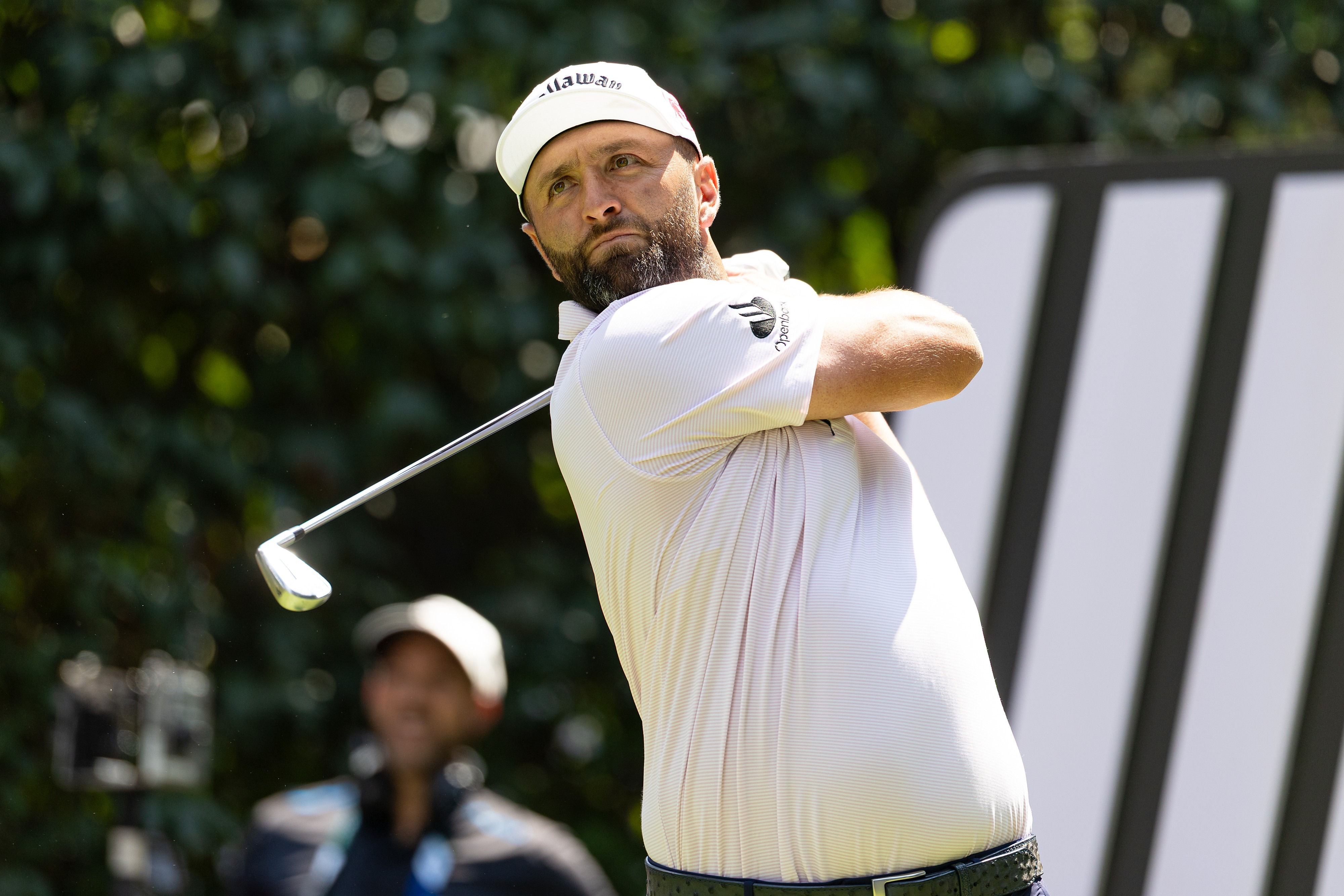 Captain Jon Rahm, of Legion XIII, hits from the 16th tee during the first round of LIV Golf Mexico City at Club de Golf Chapultepec, Thursday, April 16, 2026, in Naucalpan, Mexico. 