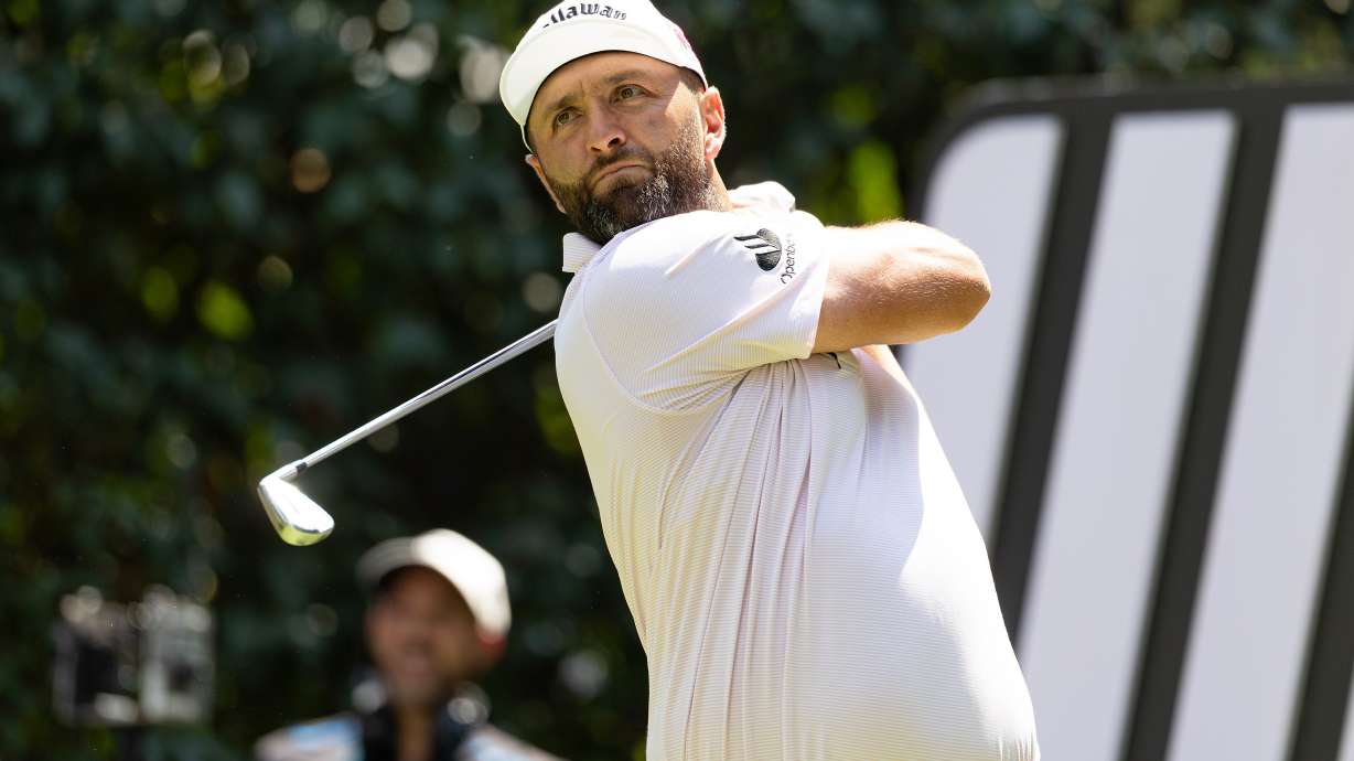 Captain Jon Rahm, of Legion XIII, hits from the 16th tee during the first round of LIV Golf Mexico City at Club de Golf Chapultepec, Thursday, April 16, 2026, in Naucalpan, Mexico.