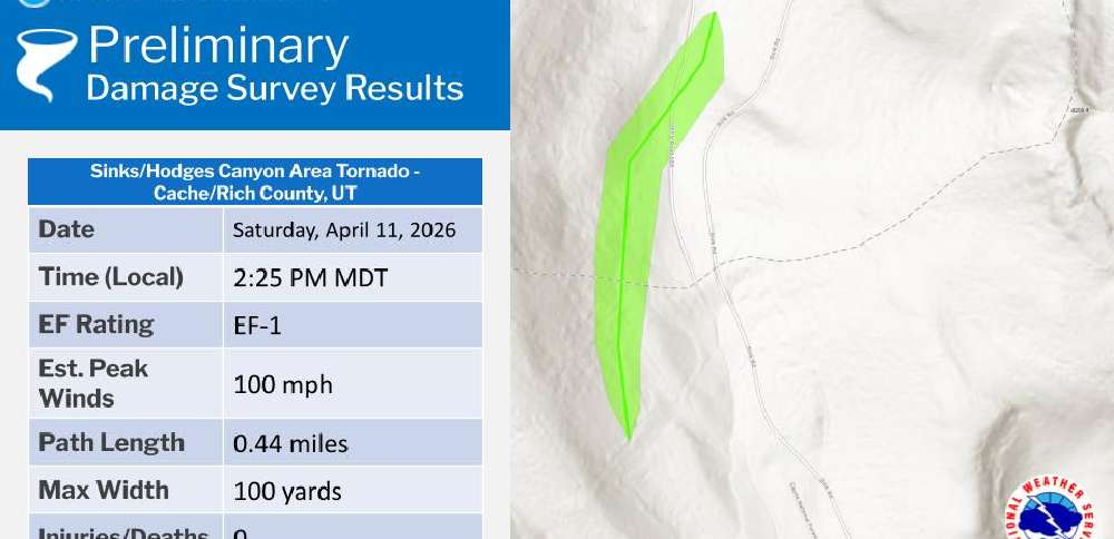 Rare tornado snapped trees after touching down in northern Utah, report finds