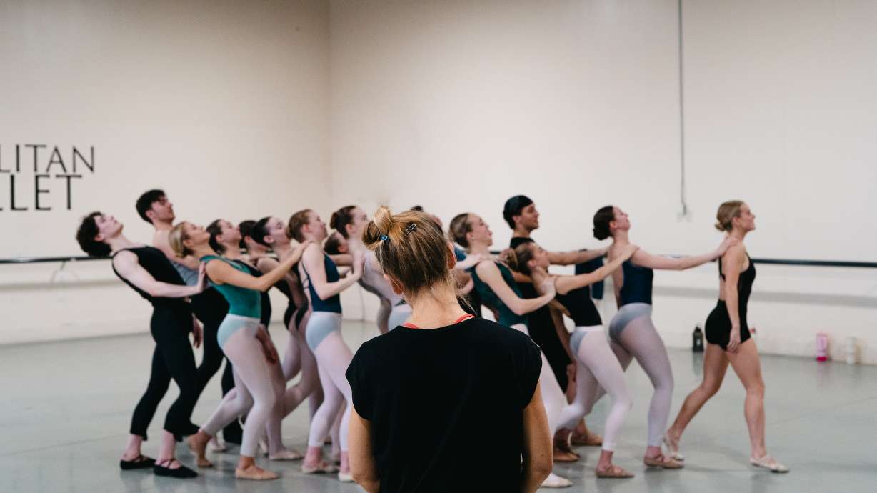 Choreographer Vanessa Cook directs Utah Metropolitan Ballet dancers in a rehearsal for her original work "A Brief Collection of Moments."