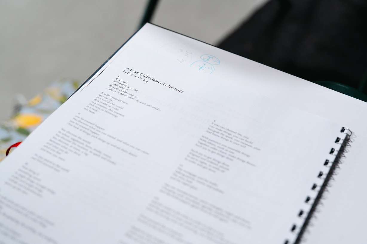 A close-up of the original score for "A Brief Collection of Moments" by composer Dylan Findley, with lyrics by Darlene Young. The music will be used in Utah Metropolitan Ballet's show "Tribute" on April 23 and 24.