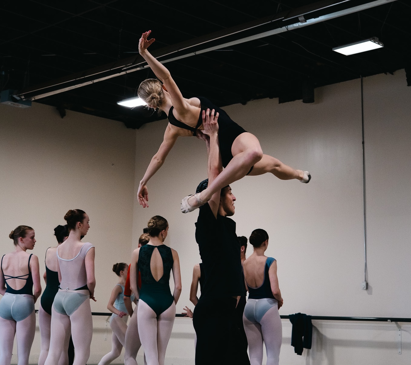 Jesyca Chugg is lifted by Enzo de Oliveira Castilho during a Utah Metropolitan Ballet rehearsal of Vanessa Cook's "A Brief Collection of Moments."
