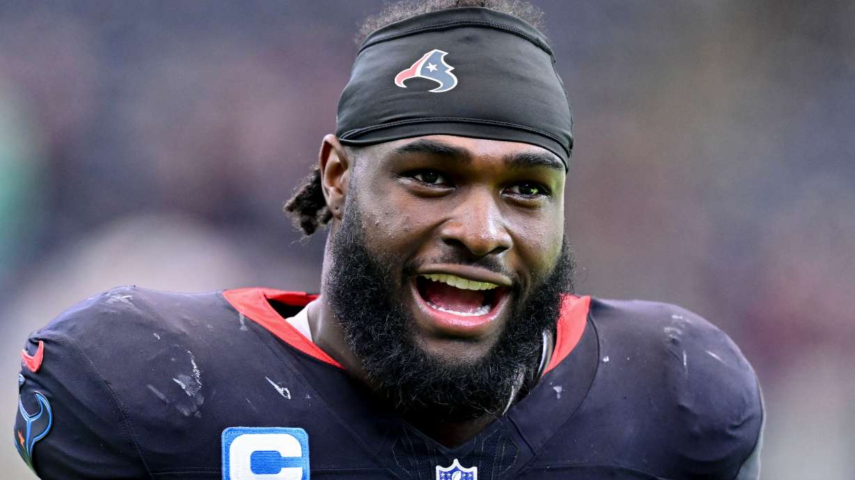 FILE - Houston Texans defensive end Will Anderson Jr. (51) walks on the field after an NFL football game against the Indianapolis Colts Sunday, Jan. 4, 2026, in Houston.