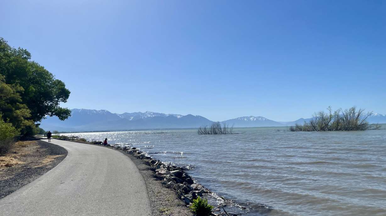 Utah Lake looking south from Saratoga Springs is pictured in May 2025. Utah County is bringing families together for a new Pioneer Day fireworks show over Utah Lake, an event organizers hope will grow into a lasting tradition.