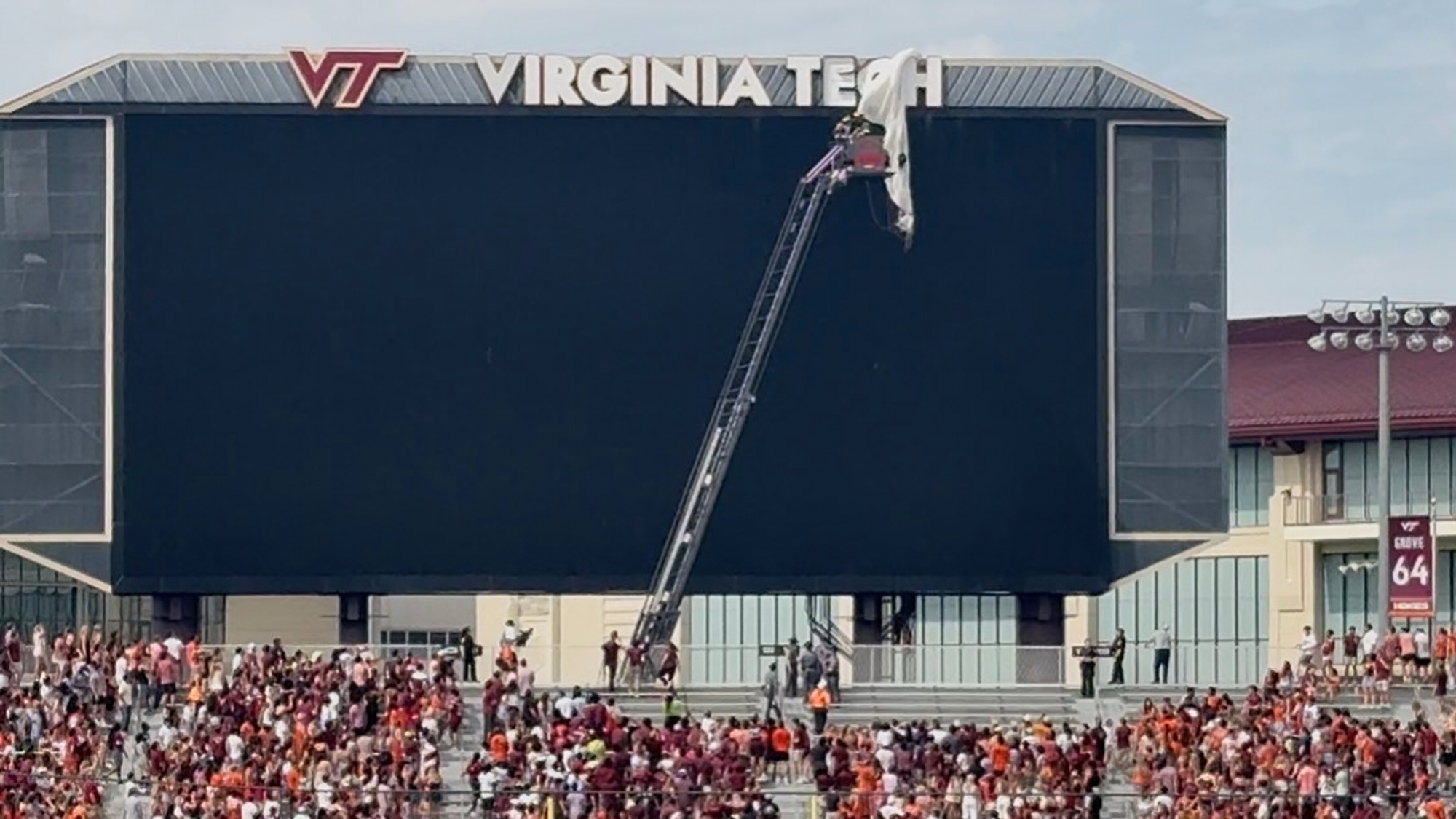 Have You Seen This? Parachuter crashes into scoreboard at Virginia Tech spring game