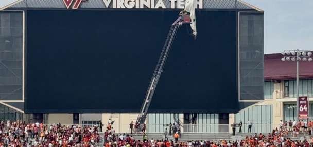 Have You Seen This? Parachuter crashes into scoreboard at Virginia Tech spring game