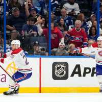 Juraj Slafkovsky's hat trick lifts Canadiens to 4-3 overtime win over the Lightning in Game 1