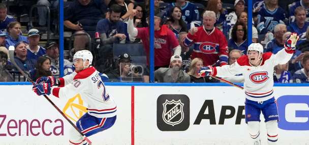 Juraj Slafkovsky's hat trick lifts Canadiens to 4-3 overtime win over the Lightning in Game 1