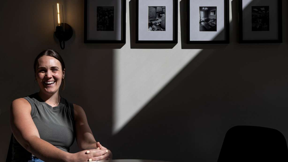 Amy Lund, co-founder and CEO of Dough Lady, poses for a portrait at Dough Lady in Millcreek on Thursday, April 9.