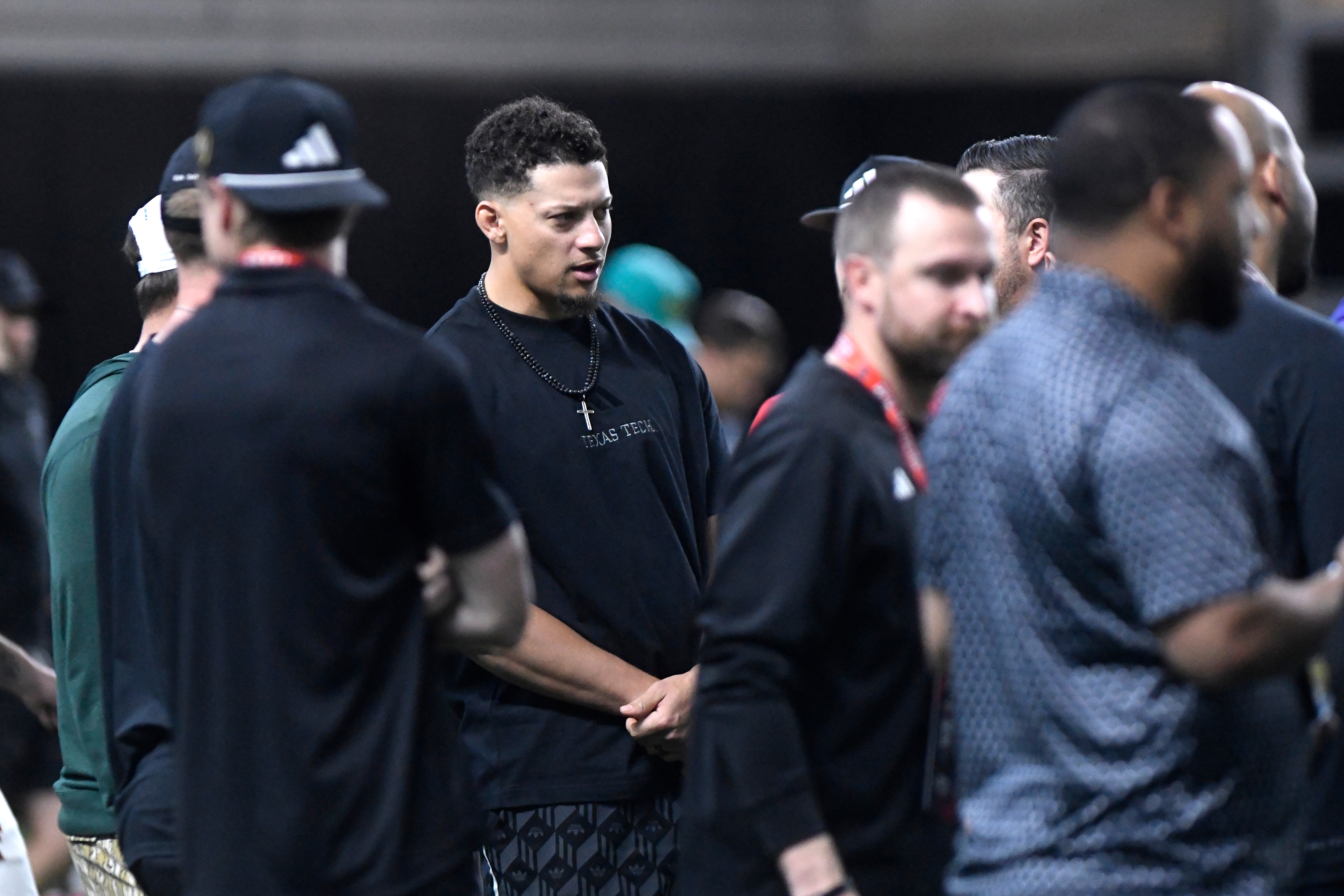 Mahomes attends the start of the Chiefs' offseason program as he rehabs torn knee ligaments
