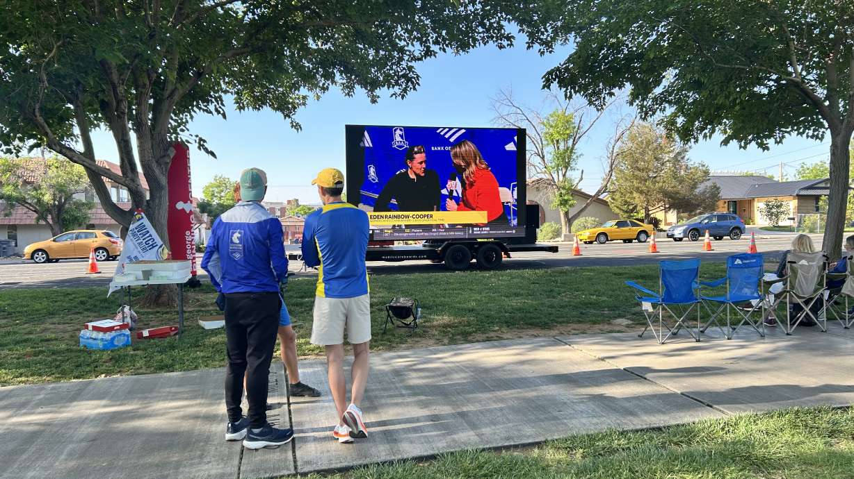 St. George hosted a watch party for nearly 50 local Boston Marathon participants Friday, including Aaron Metler who is the recreation manager for the city. Metler was invited to race as one of the top eight masters (over 40) runners in the world.
