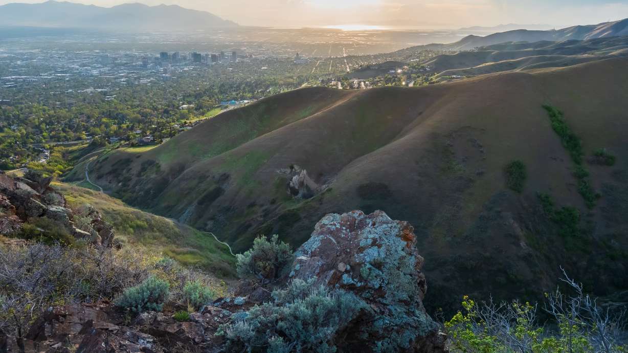 Salt Lake City is pictured from near the peak of Mt. Van Cott on April 10. The city is searching for its first-ever poet laureate through a new program announced on Monday.