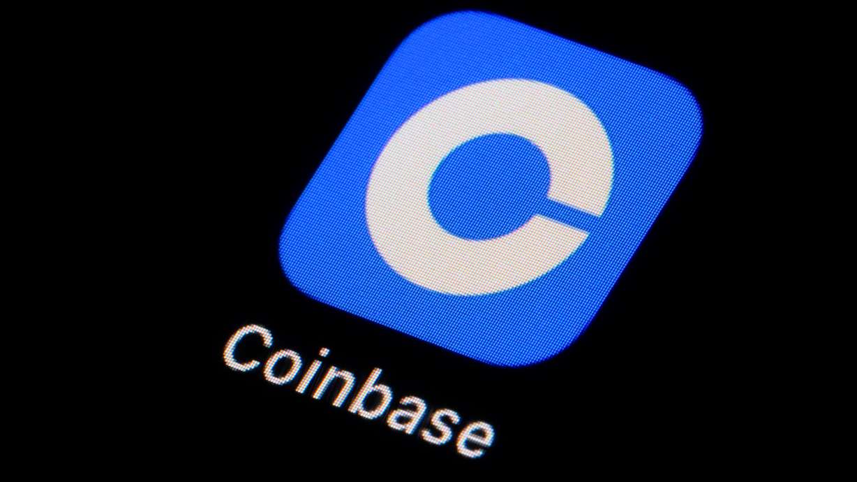 FILE - The Coinbase app icon is seen on a smartphone, Feb. 28, 2023, in Marple Township, Pa.