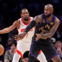 LeBron scores 28, leads short-handed Lakers past Durant's Rockets again 101-94 for 2-0 series lead
