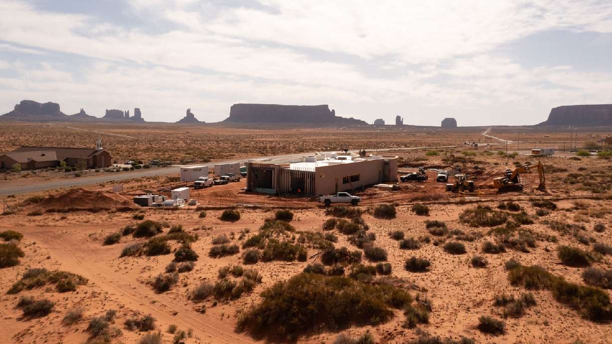The Monument Valley education building under construction in April 2025. Utah State University on Wednesday opened the doors to the building — the university's first campus location on tribal lands.
