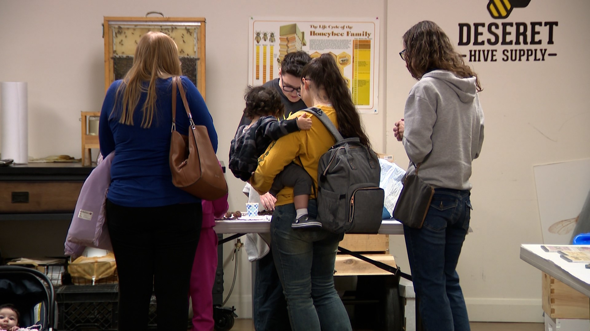 The "Help the Bees" family event at Deseret Hive Supply in Ogden, Wednesday. Beekeepers are using Earth Day is raise awareness about shrinking bee habitats and what can be done to protect them.