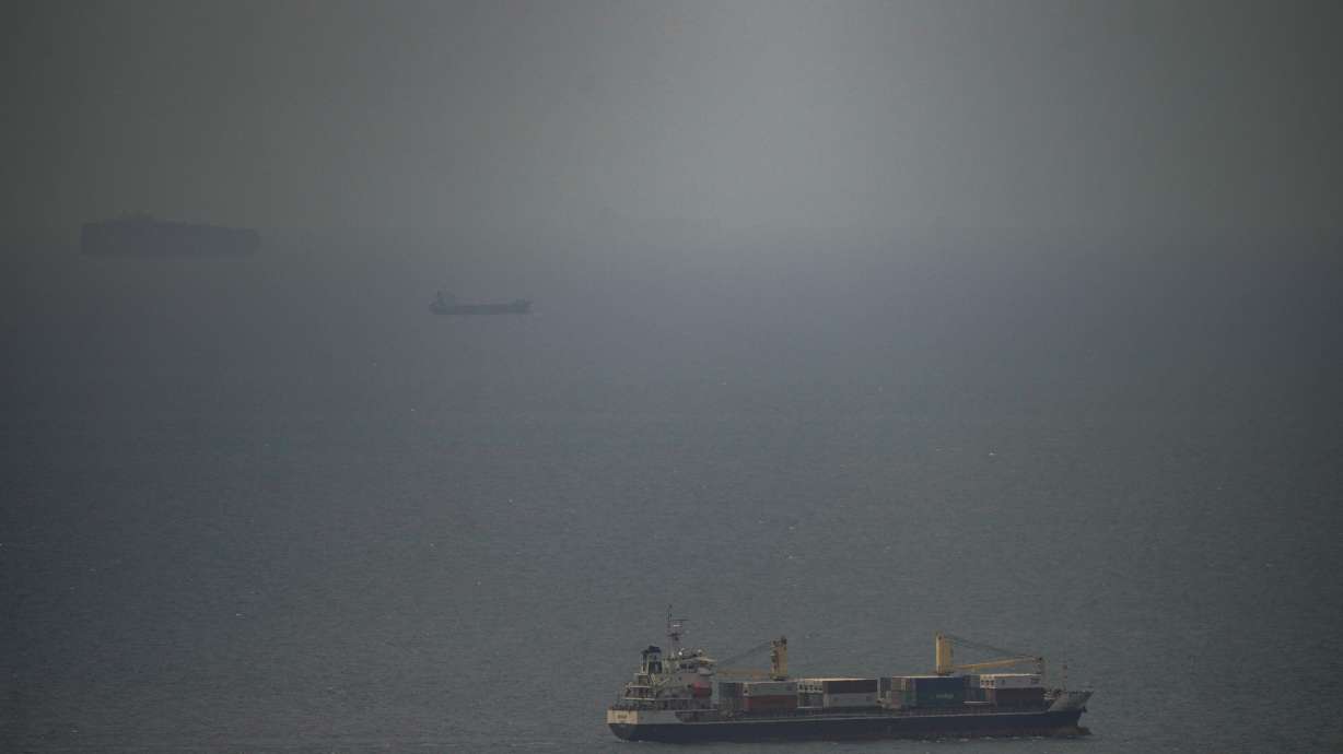 The Jordan flagged cargo ship "Baghdad" sails in Persian Gulf towards Strait of Hormuz in United Arab Emirates, Wednesday.