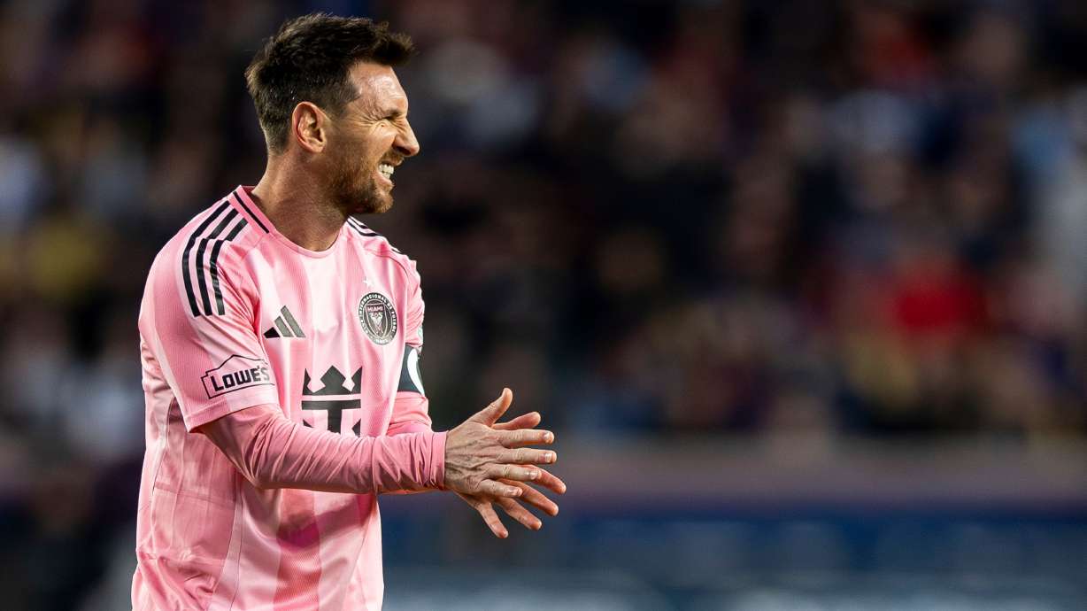Lionel Messi during the game against Real Salt Lake at America First Field in Sandy on Wednesday. Messi's stop in Utah spurred a proliferation of AI-generated photos, along with amusement and annoyance.