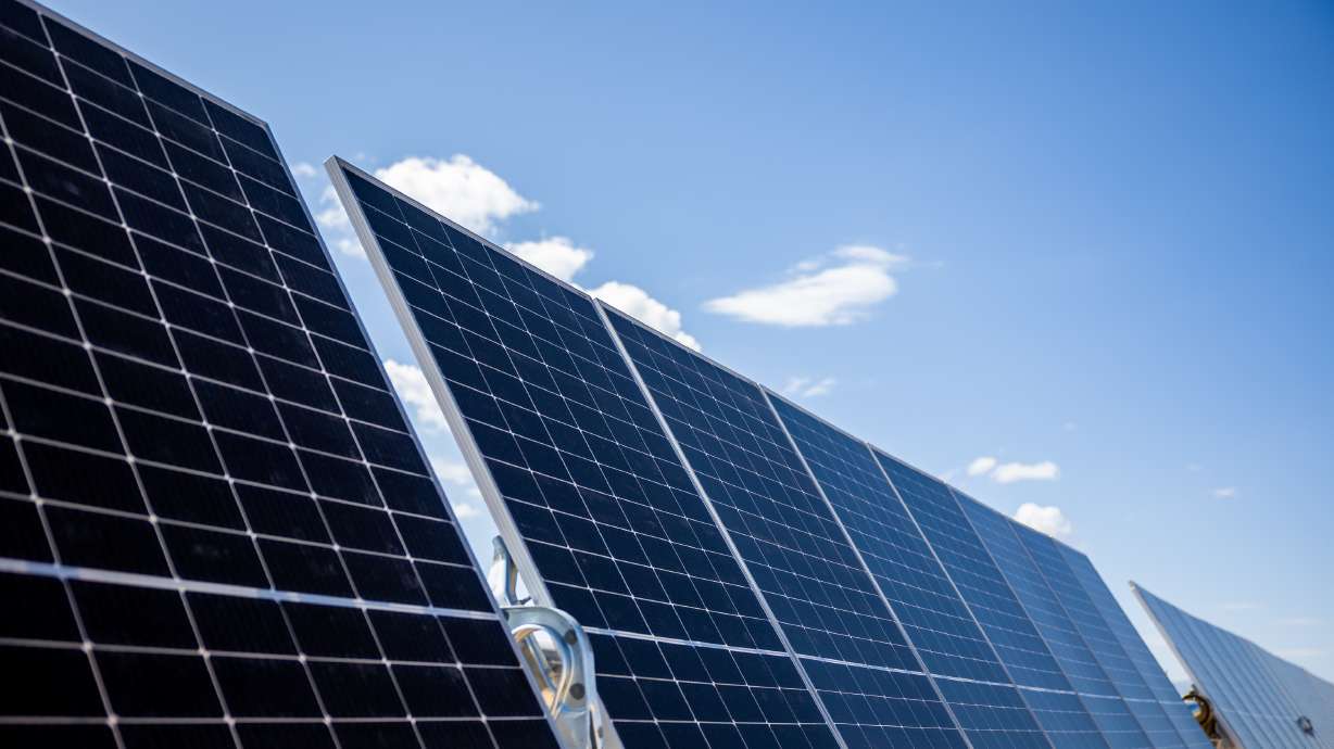 Photovoltaic panels are pictured near Cedar City on June 8, 2023. The Delta Gigasite took another step forward last month when Creekstone Energy announced it secured a long-term solar lease with Utah's Trust Lands Administration.