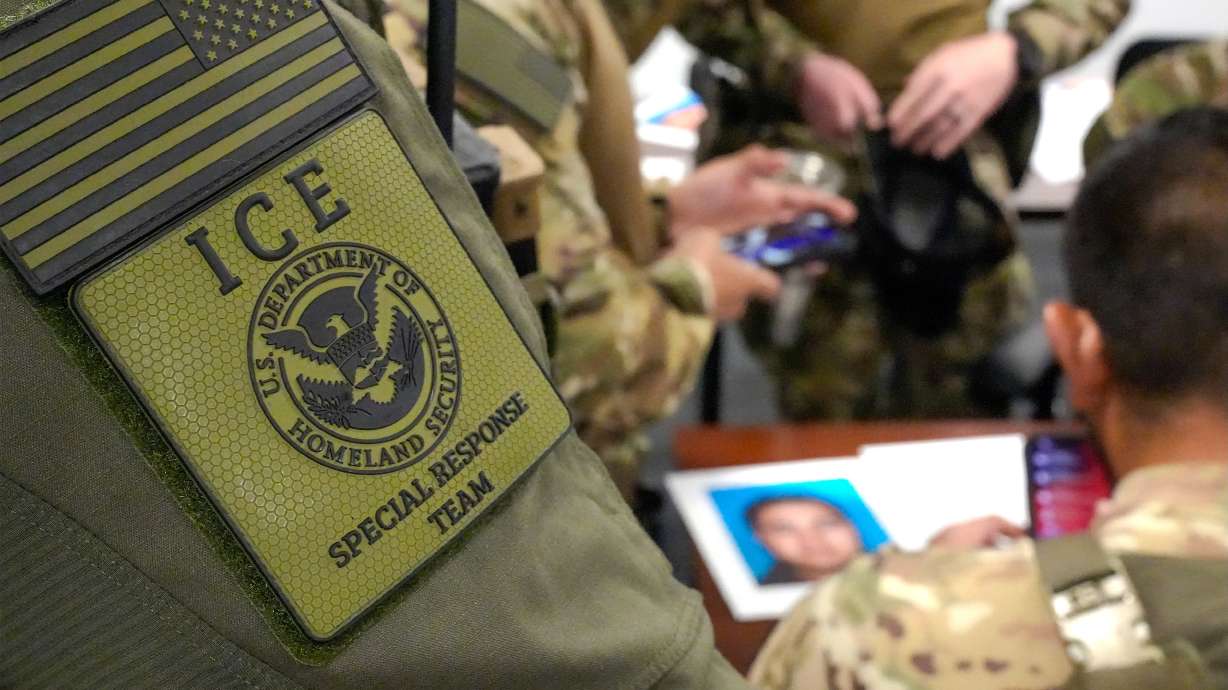 Two former Logan Justice Court employees are the target of a federal probe after allegedly helping someone evade an immigration agent at the courthouse on April 9. The photo shows ICE agents preparing for a 2025 operation in Rhode Island.