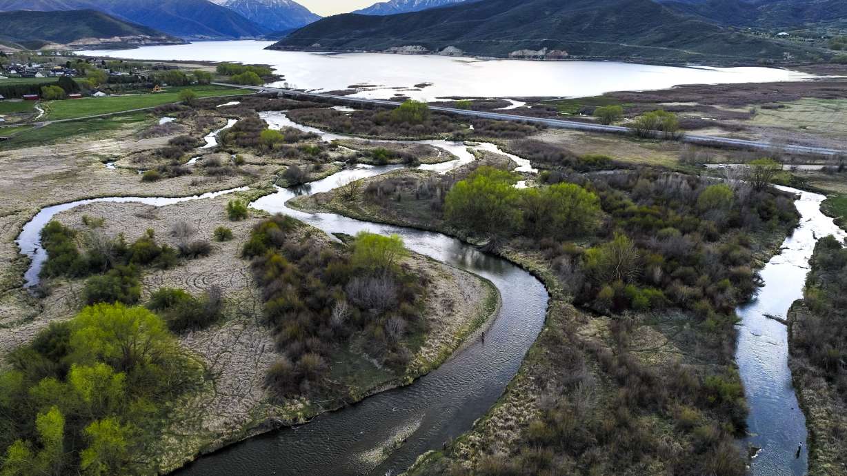 The Provo River near Charleston, Wasatch County, on April 8. Utah officials said Thursday that snowpack runoff has "come and gone" earlier than usual after a record-low snowpack collection this winter.