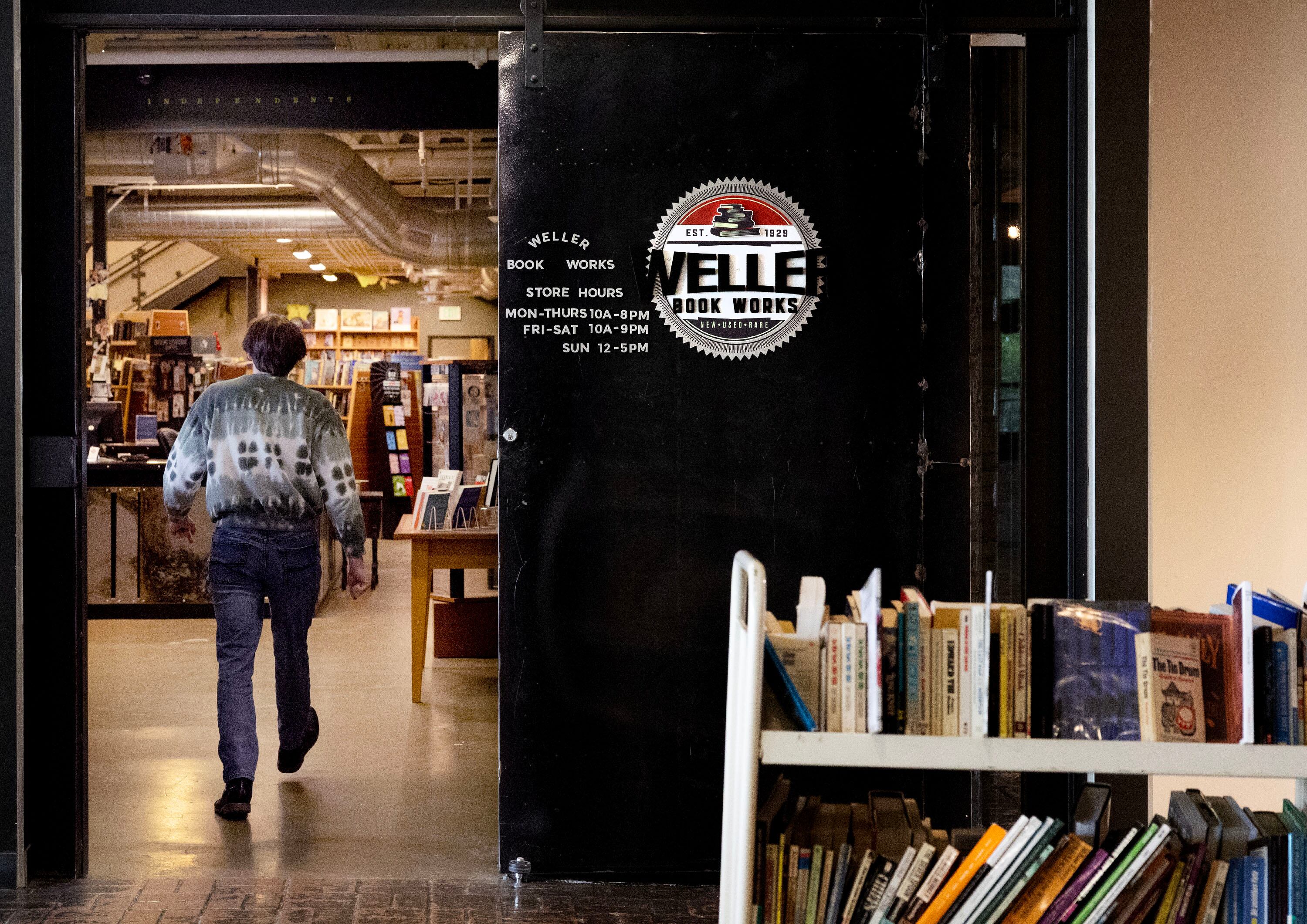 A patron enters Weller Book Works in Salt Lake City on Wednesday.
