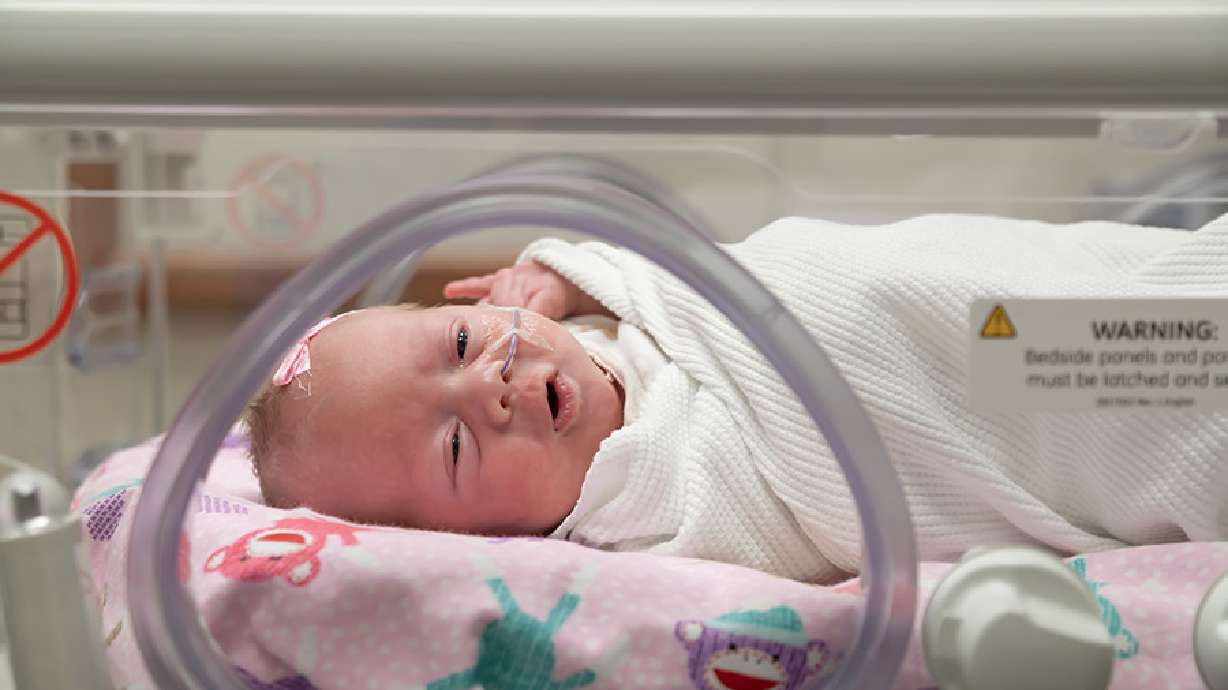 An infant in the neonatal intensive care unit at Portneuf Medical Center in Pocatello, Idaho.