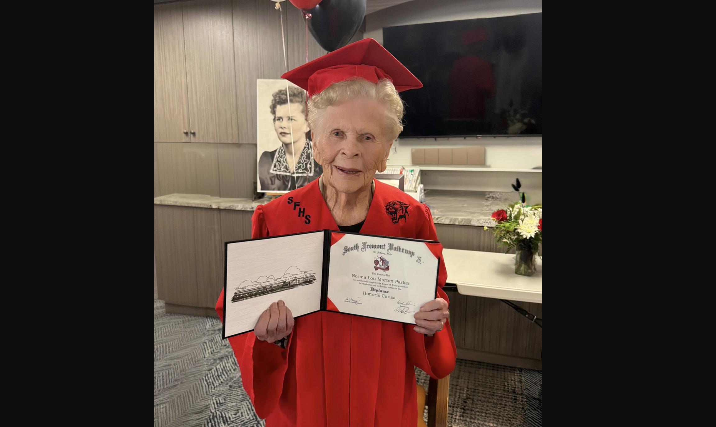 100-year-old Idaho woman surprised with her own graduation ceremony 