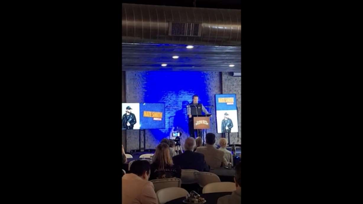 Eastern Idaho State Fair General Manager Brandon Bird announcing the performers for this year’s event, Tuesday. Singer Nate Smith and comedian Gabriel "Fluffy" Iglesias are part of the star-studded lineup for the fair.