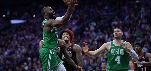 Celtics beat the 76ers 108-100 in Game 3 behind 25 points each from Tatum and Brown