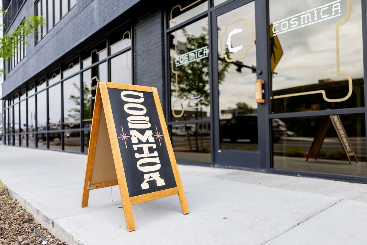 The outside of Cosmica in Salt Lake City on April 15. The restaurant is open from 5 p.m. every day.