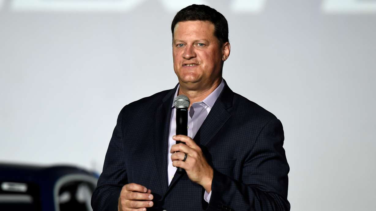 FILE - Steve O'Donnell, executive vice president of NASCAR, talks about the Next Gen Cup Cars that will be used in the 2022 season during the NASCAR media event in Charlotte, N.C., Wednesday, May 5, 2021.