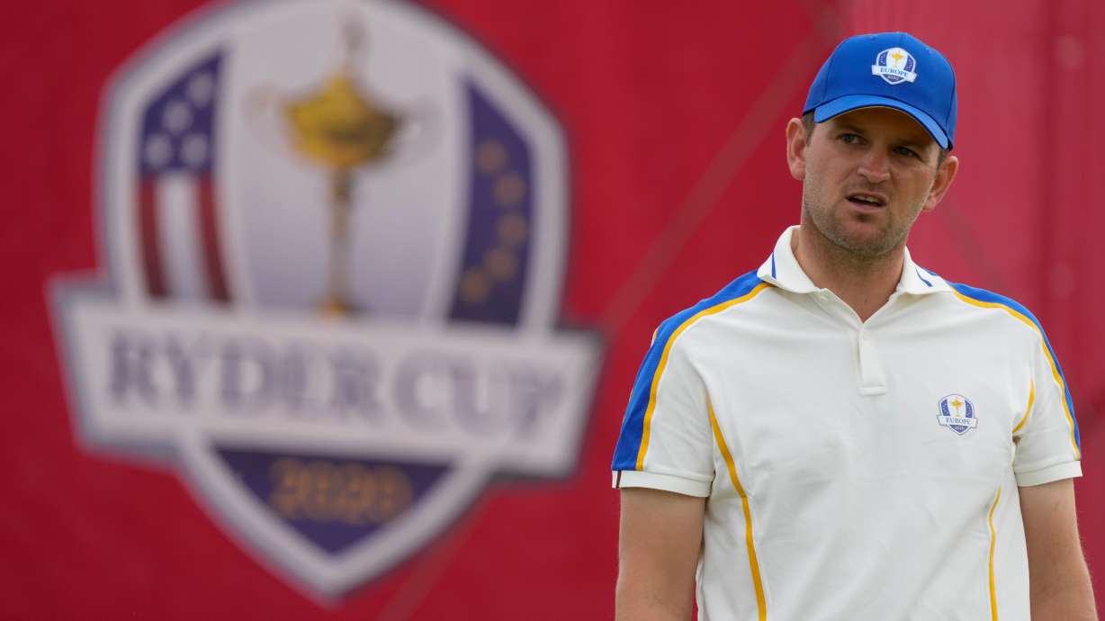 FILE - Team Europe's Bernd Wiesberger reacts after missing his putt on the 15th hole during a Ryder Cup singles match at the Whistling Straits Golf Course Sunday, Sept. 26, 2021, in Sheboygan, Wis.