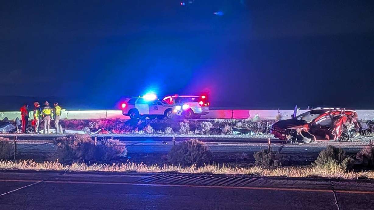 Two people died in a crash on I-80 in Magna on Sunday.