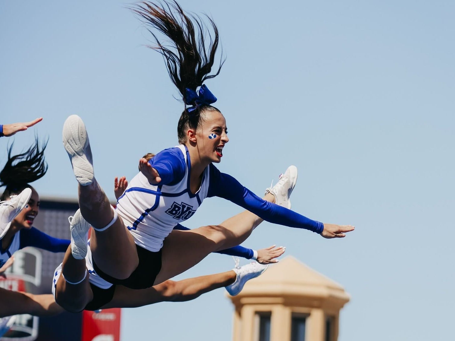 The BYU Cheer Squad competes at the National Cheer Association cheer competition on April 10-11 in Daytona Beach, Fla.