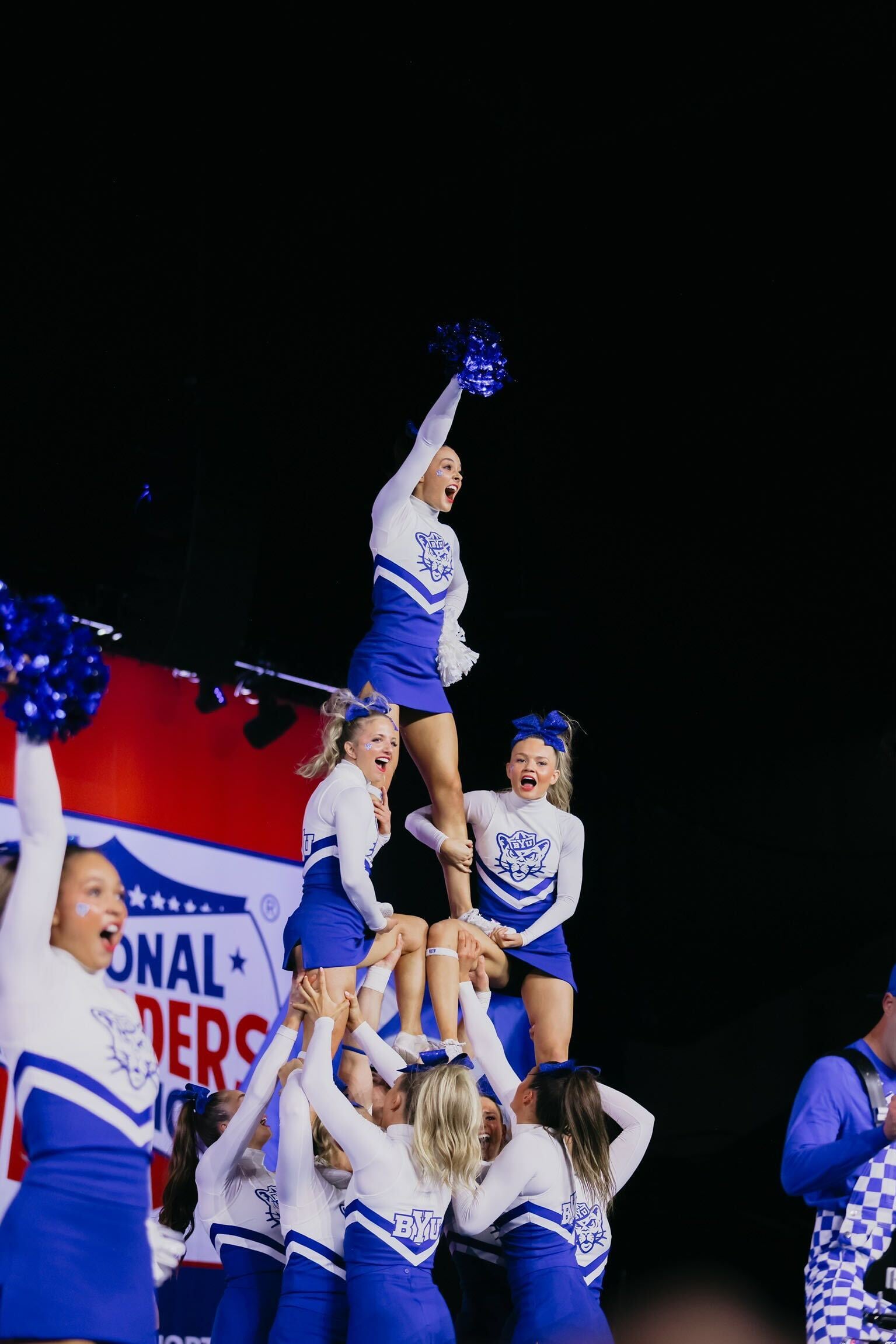 The BYU Cheer Squad competes at the National Cheer Association cheer competition on April 10-11 in Daytona Beach, Fla.