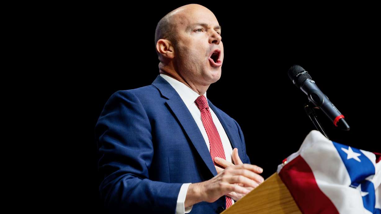 U.S. Sen. Mike Lee introduced a measure to end federal affirmative-action policies in granting of federal contracts, saying they "defy our founding values." He's pictured April 25 in Orem.