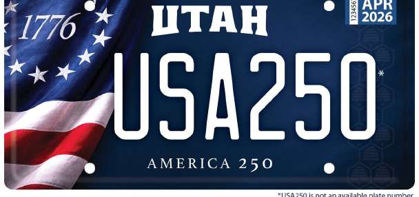 Utah unveils limited-time patriotic license plate ahead of America 250