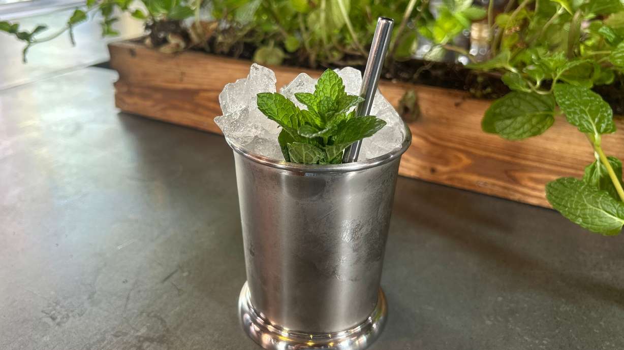 A Mint Julep cocktail is displayed at the cocktail bar Cato in London on April 22, 2026.