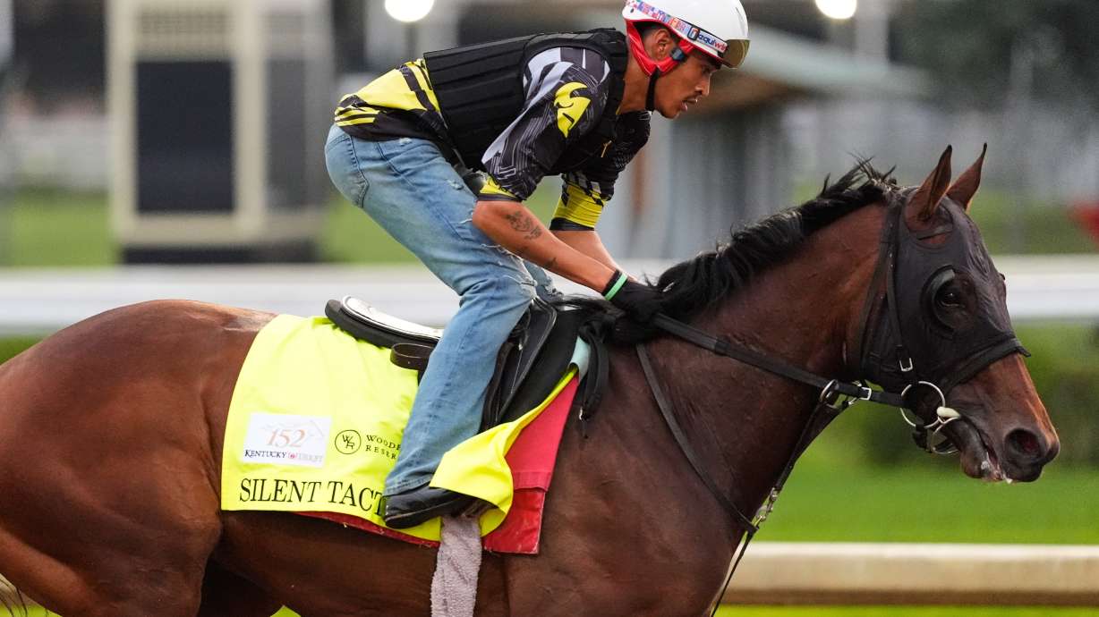 Kentucky Derby entrant Silent Tactic works out at Churchill Downs Tuesday, April 28, 2026, in Louisville, Ky.