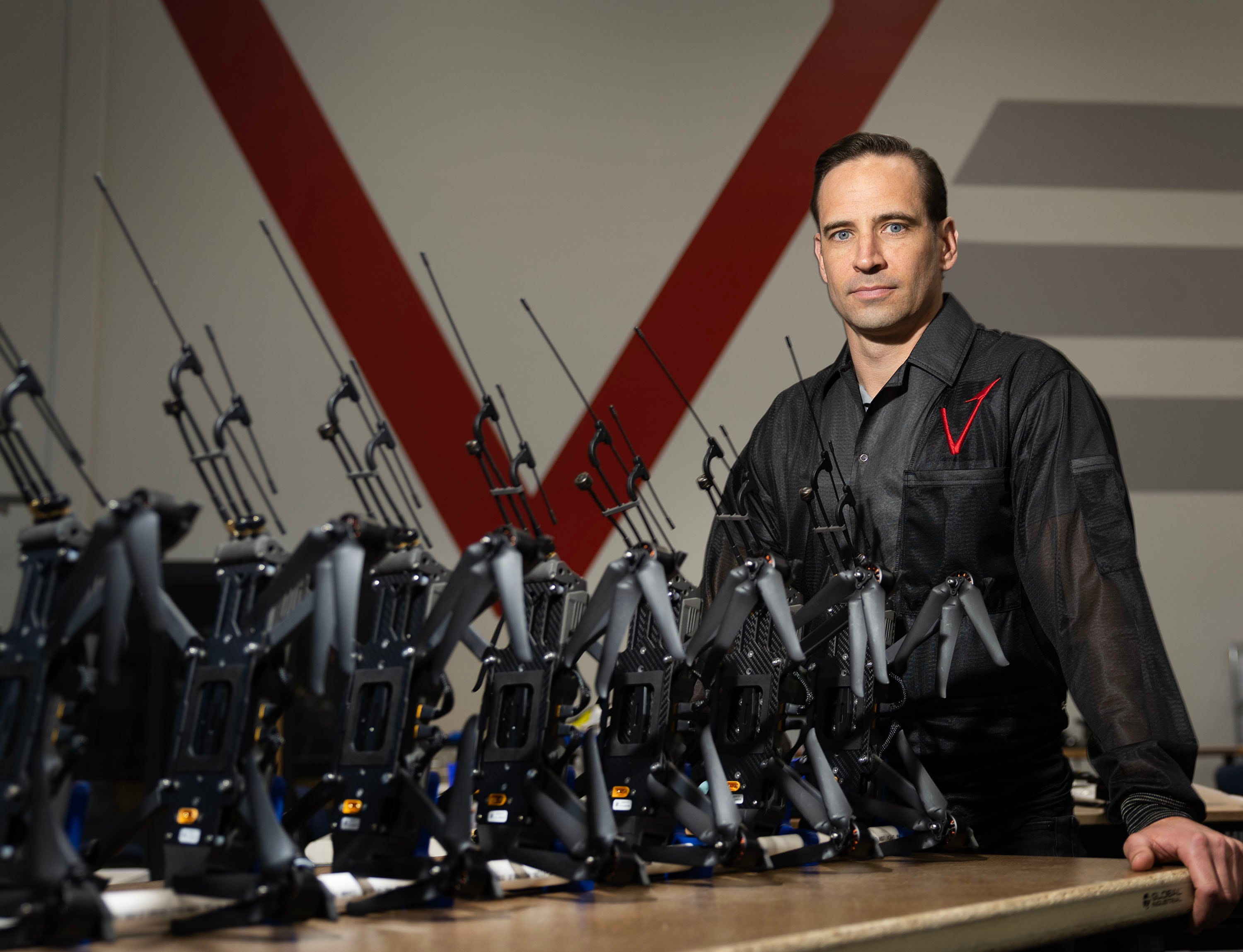 Andy Yakulis, CEO of Vector, is pictured with the Vector Hammer in Bluffdale on Friday.