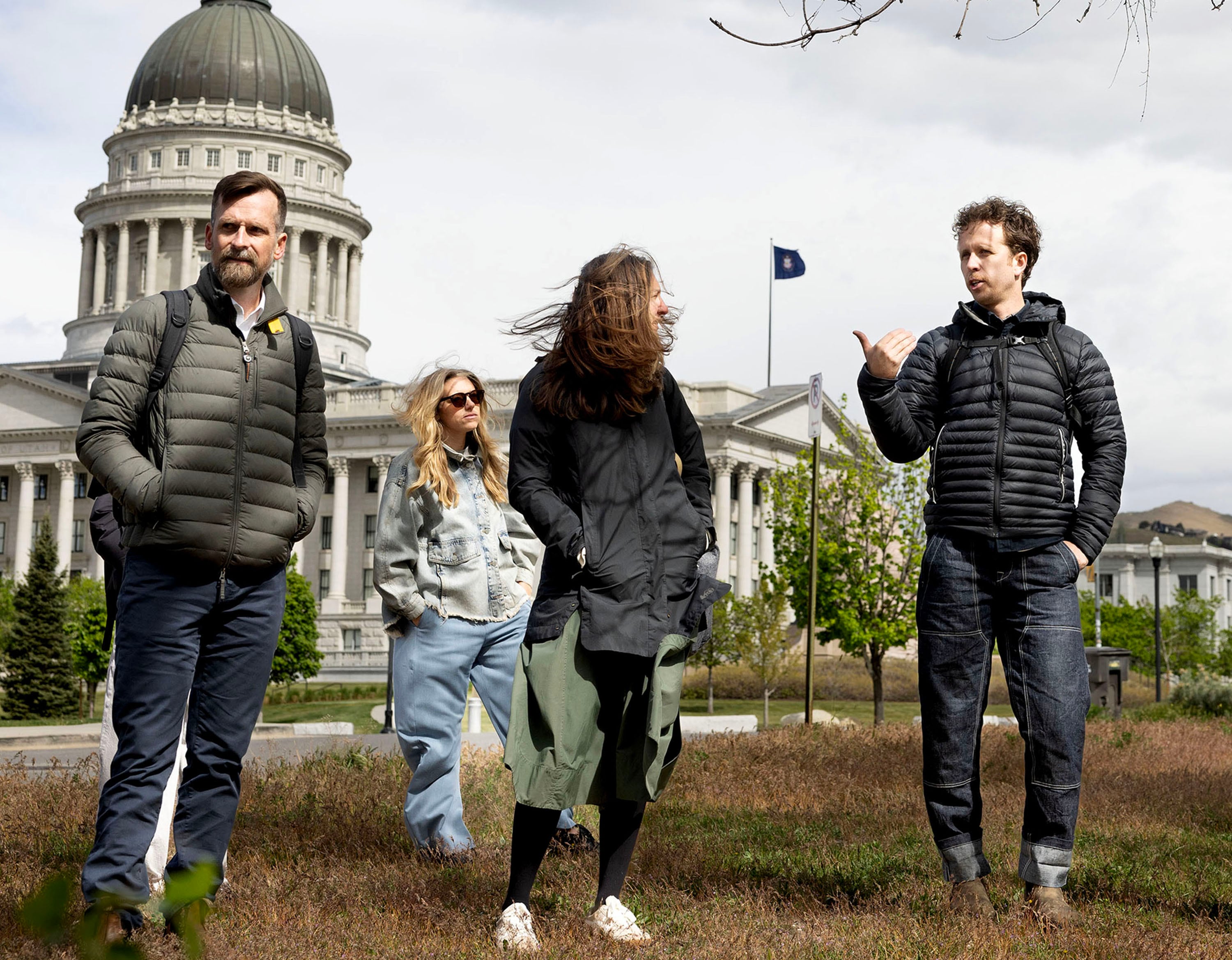 Field Operations’ landscape architect Justin Jackson, Pioneer Trail Foundation’s Rosie Gochnour, Field Operations' Sarah Weidner Astheimer and Pioneer Trail Foundation’s Director Alex Burton discuss the future of the Pioneer Trail in Salt Lake City on April 22. The Pioneer Trail is a proposed 1-mile walking loop that would connect historic sites in Utah's capital city, along with public art, monuments and trail markers.