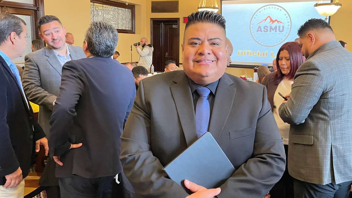 A new group of Latino religious leaders has taken shape to promote "faith, family and biblical values." Guillermo Rodriguez, pictured at a kick-off event Wednesday at the Utah Capitol in Salt Lake City, leads the organization.