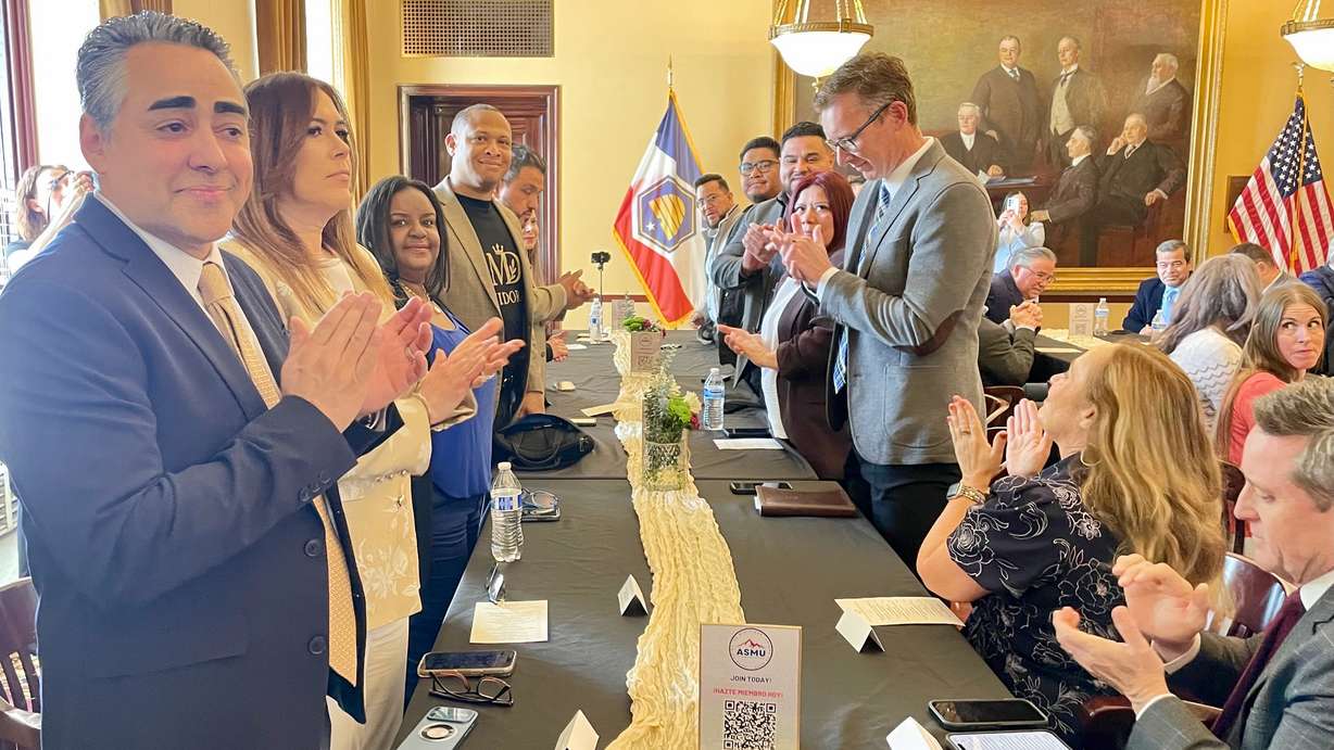 A new group of Latino religious leaders in Utah has taken shape with the backing of some GOP officials to promote "faith, family and biblical values." Some of the attendees are pictured at a kick-off event Wednesday at the Utah Capitol in Salt Lake City.