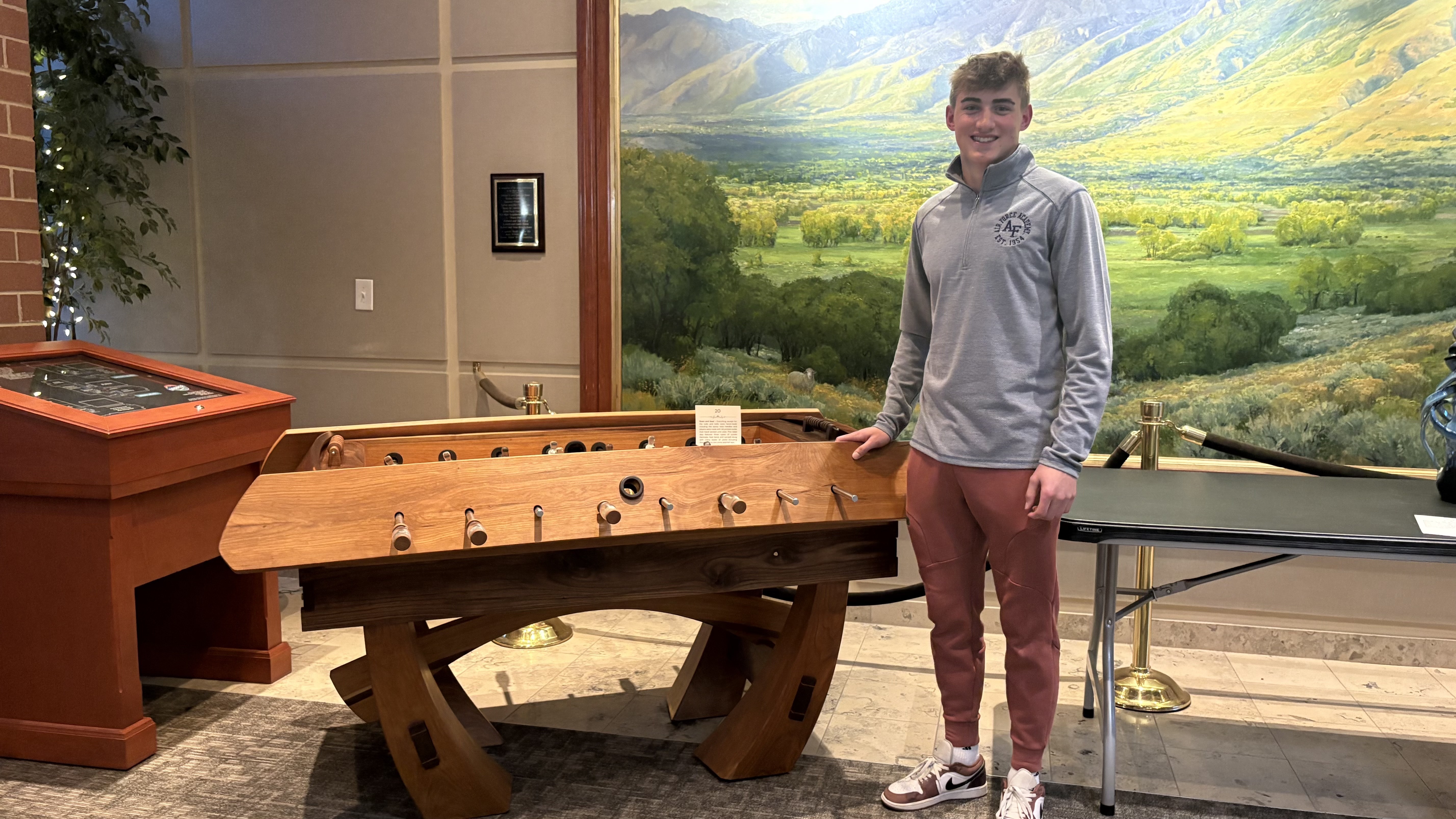 Jacob Hamblin, a senior at Corner Canyon won the grand prize for his "Grain and Goal" wooden foosball table at Draper Arts Visual Foundation's annual arts scholar competition awards ceremony on Monday at city hall.