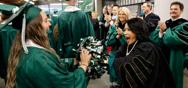 Astrid Tuminez closes Utah Valley University tenure with a call for joy